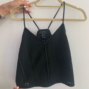 Blank tank w/ leather straps and leather detailing
